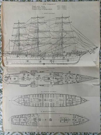 Dar Pomorza, szkic budowy statku, ok 1910r
