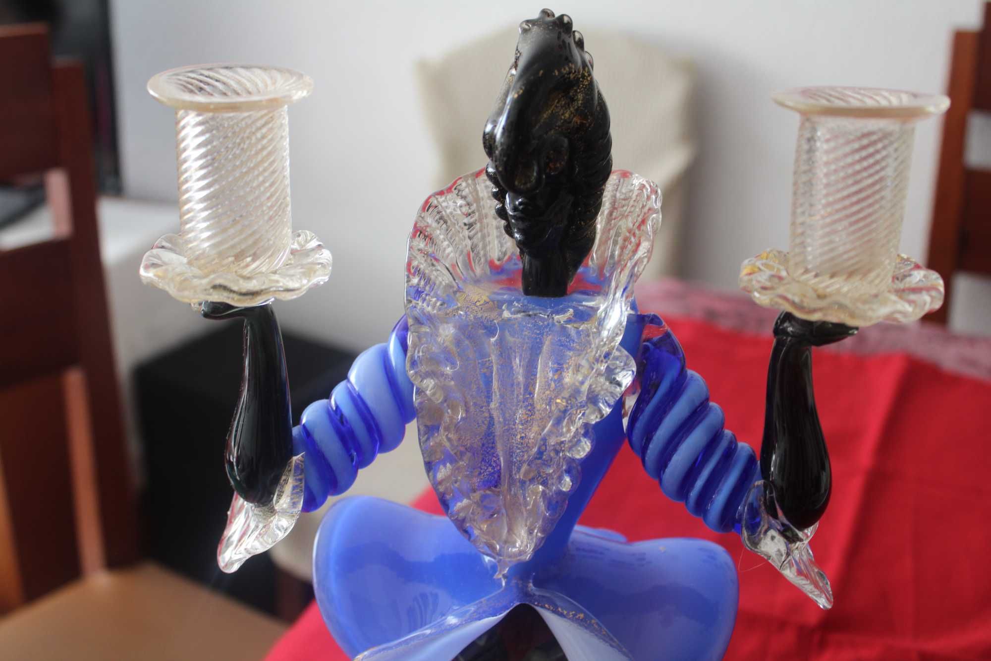 Candelabro em Vidro de Murado com 2 Lumes, com 35 cm