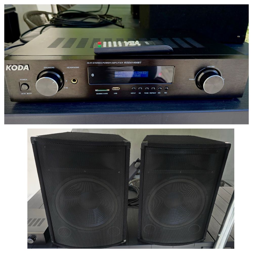 Kolumny HQ Power VDSG15 + Wzmacniacz Koda 1400BT