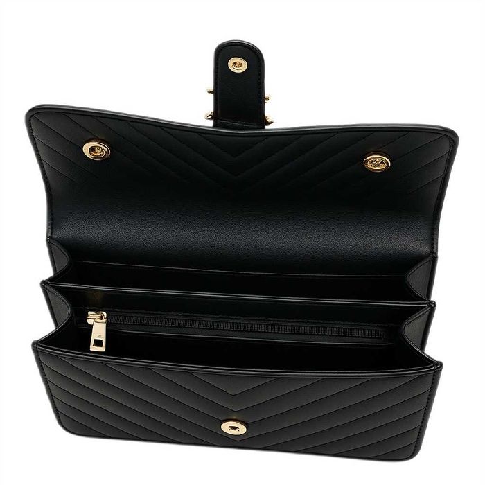 Torebka Damska Z Ptaszkami Czarna Skórzana Długi Łańcuszek Elegancka