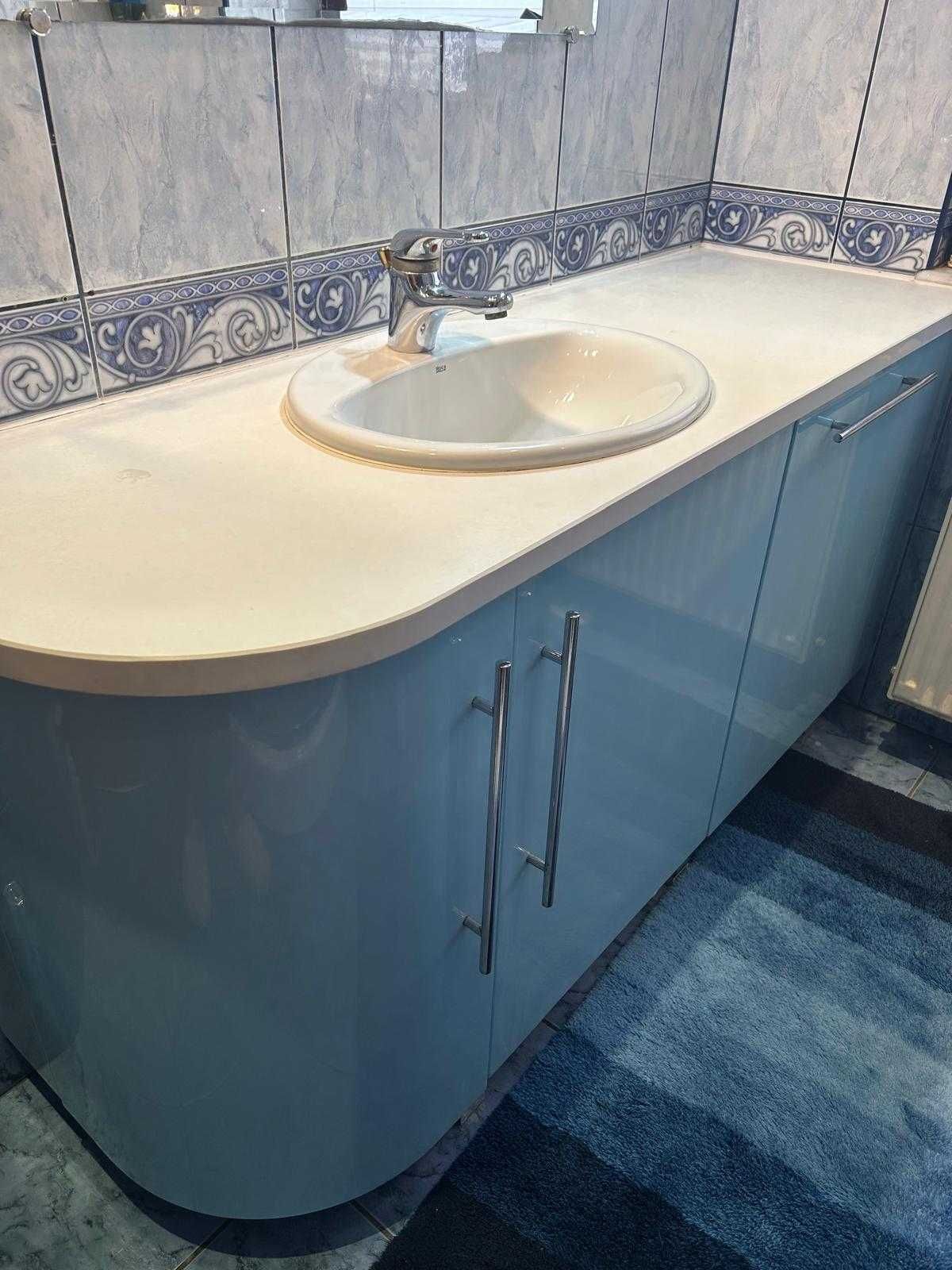 Meble łazienkowe + marmurowy blat + armatura sanitarna