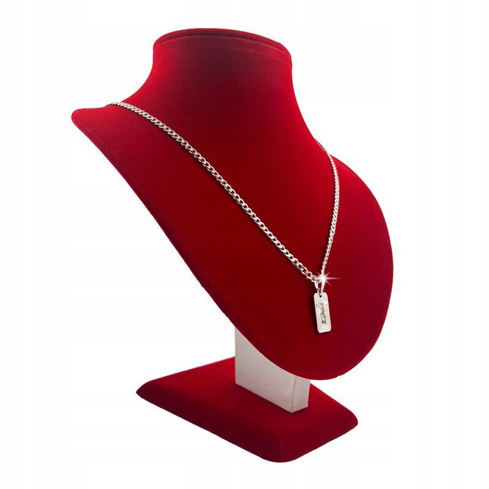 Srebrny Łańcuszek Komunijny Naszyjnik Pancerka + Medalik Jezus 925 + G