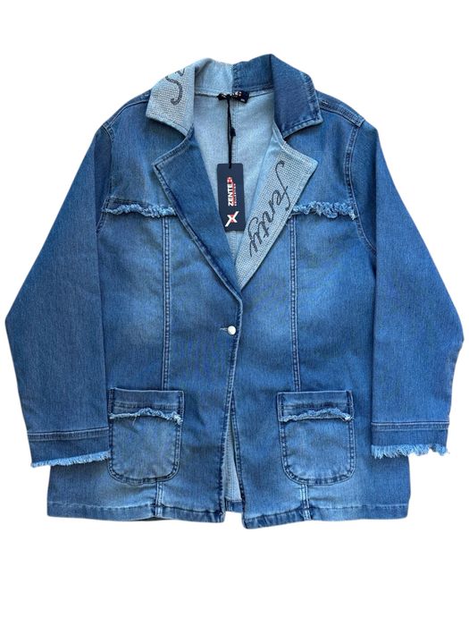 Kurtka jeansowa niebieska kryształki wiosenna jesienna