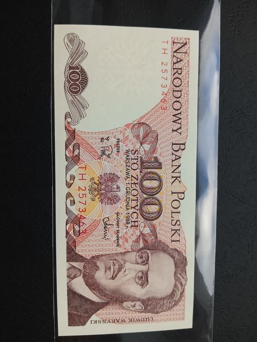 Banknot 100 zł PRL UNC Waryński