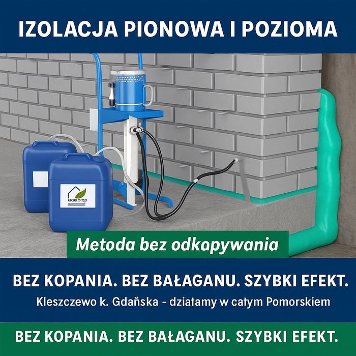 Izolacja bez kopania – wilgoć, mokre ściany, piwnica, fundament