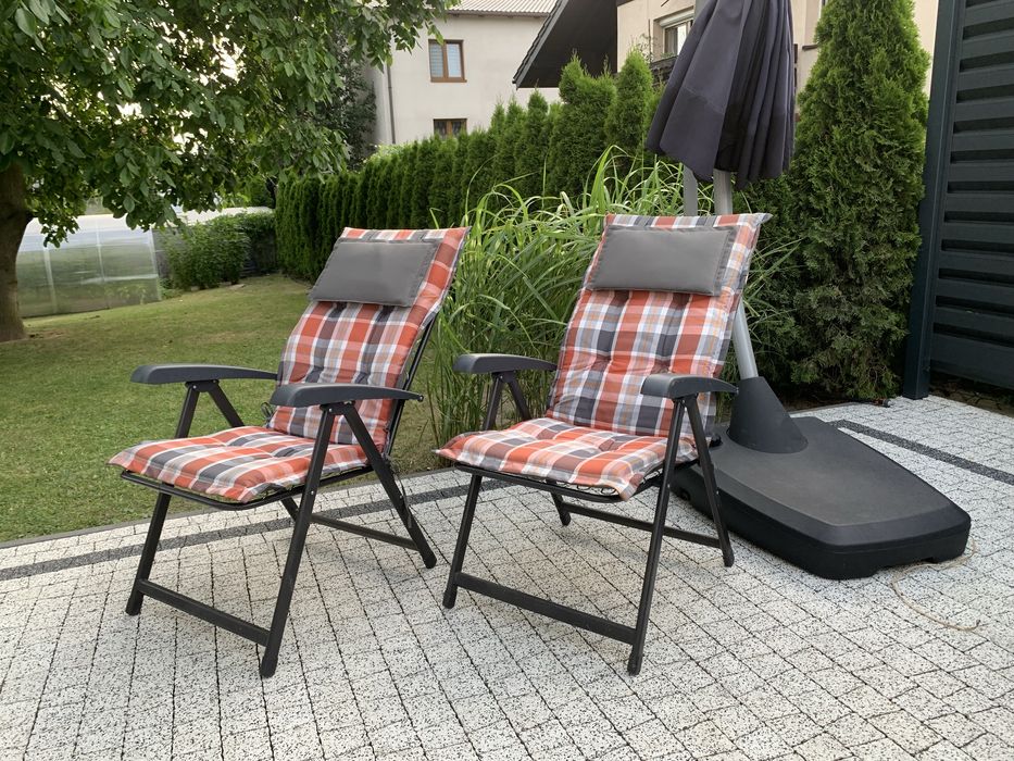 Krzesła metalowe ogrodowe z poduszkami nowe 2szt