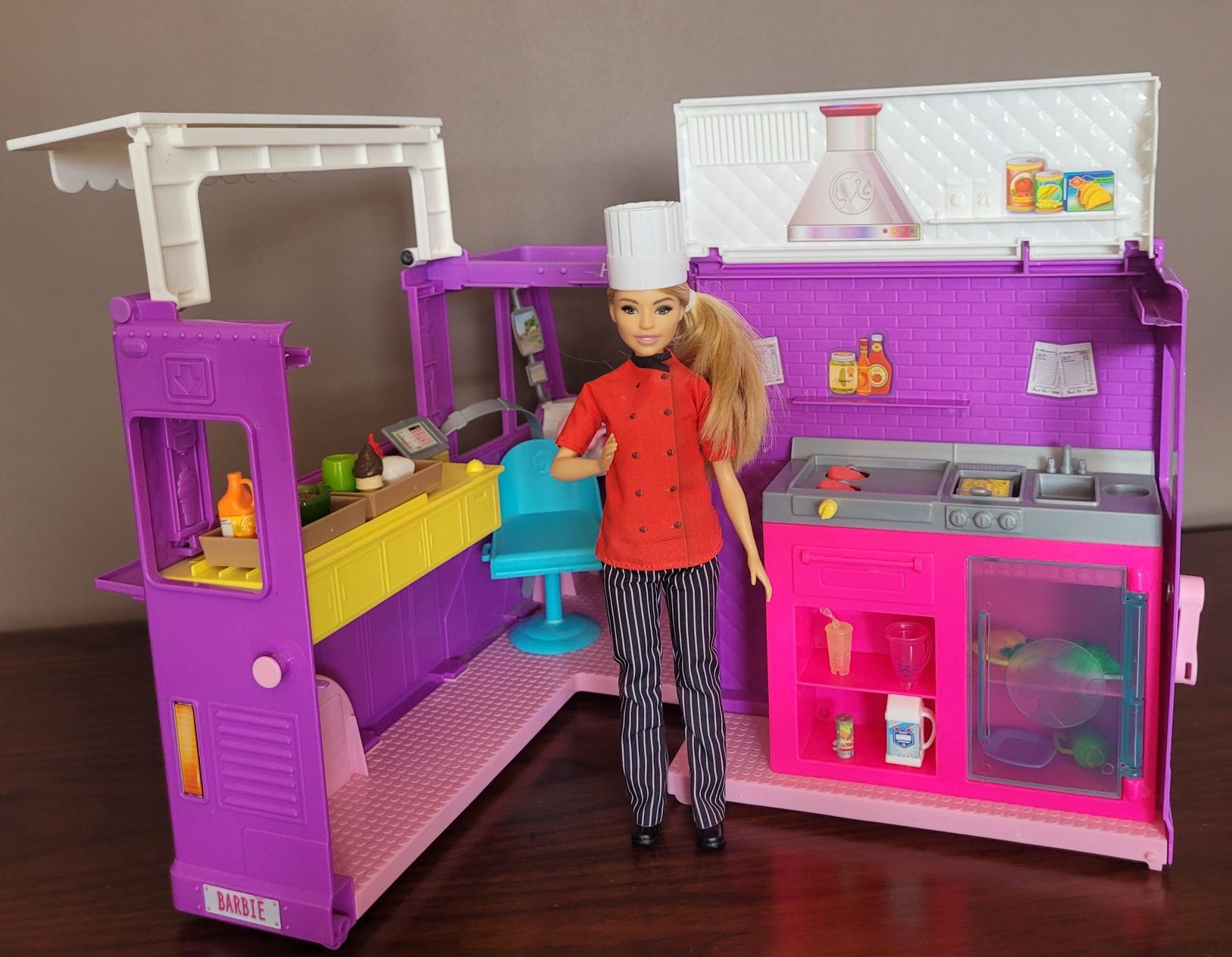 Food truck Barbie plus oryginalna lalka Barbie kucharz i akcesoria