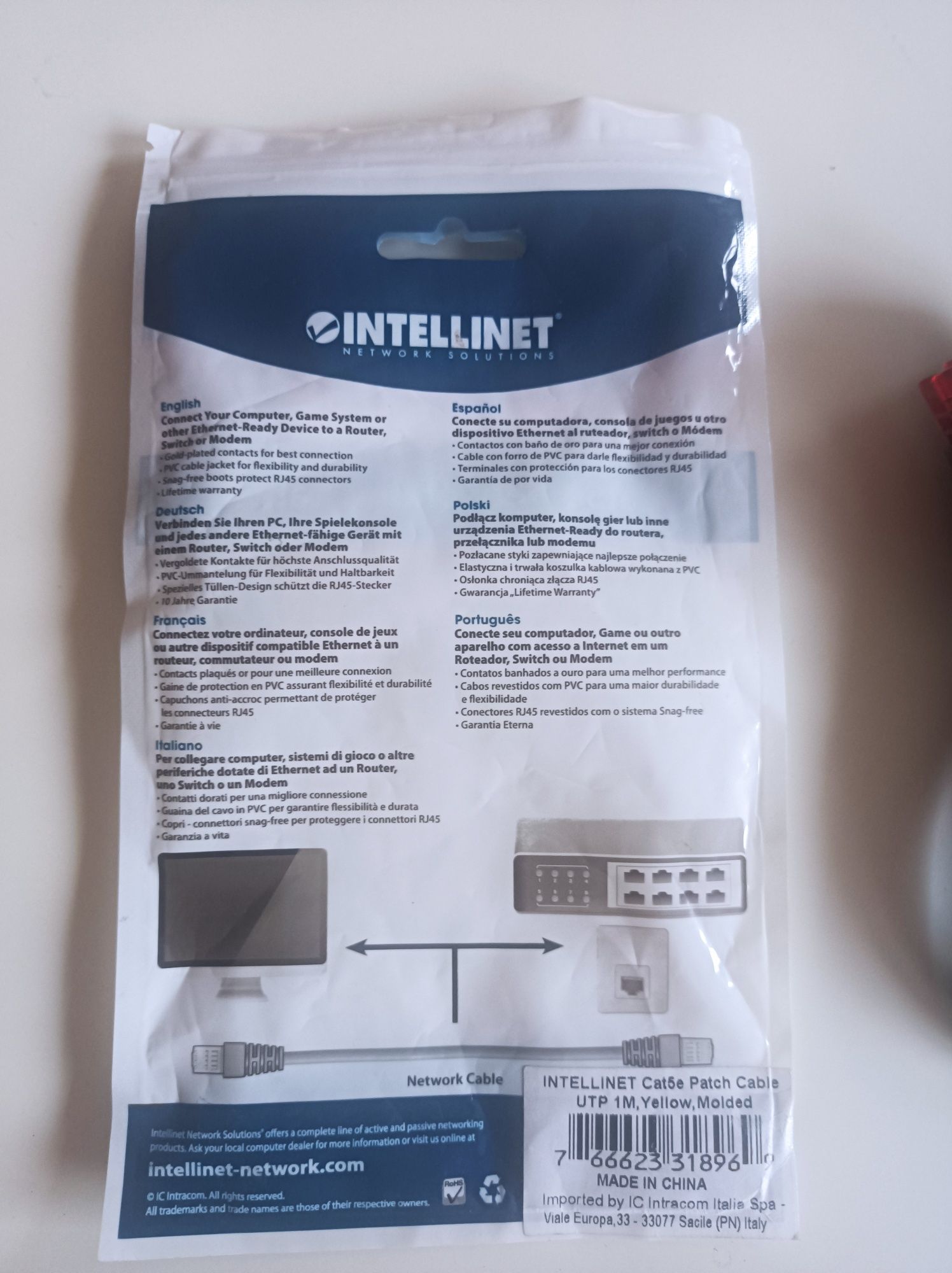 Kabel Ethernet długość 1 m nowy