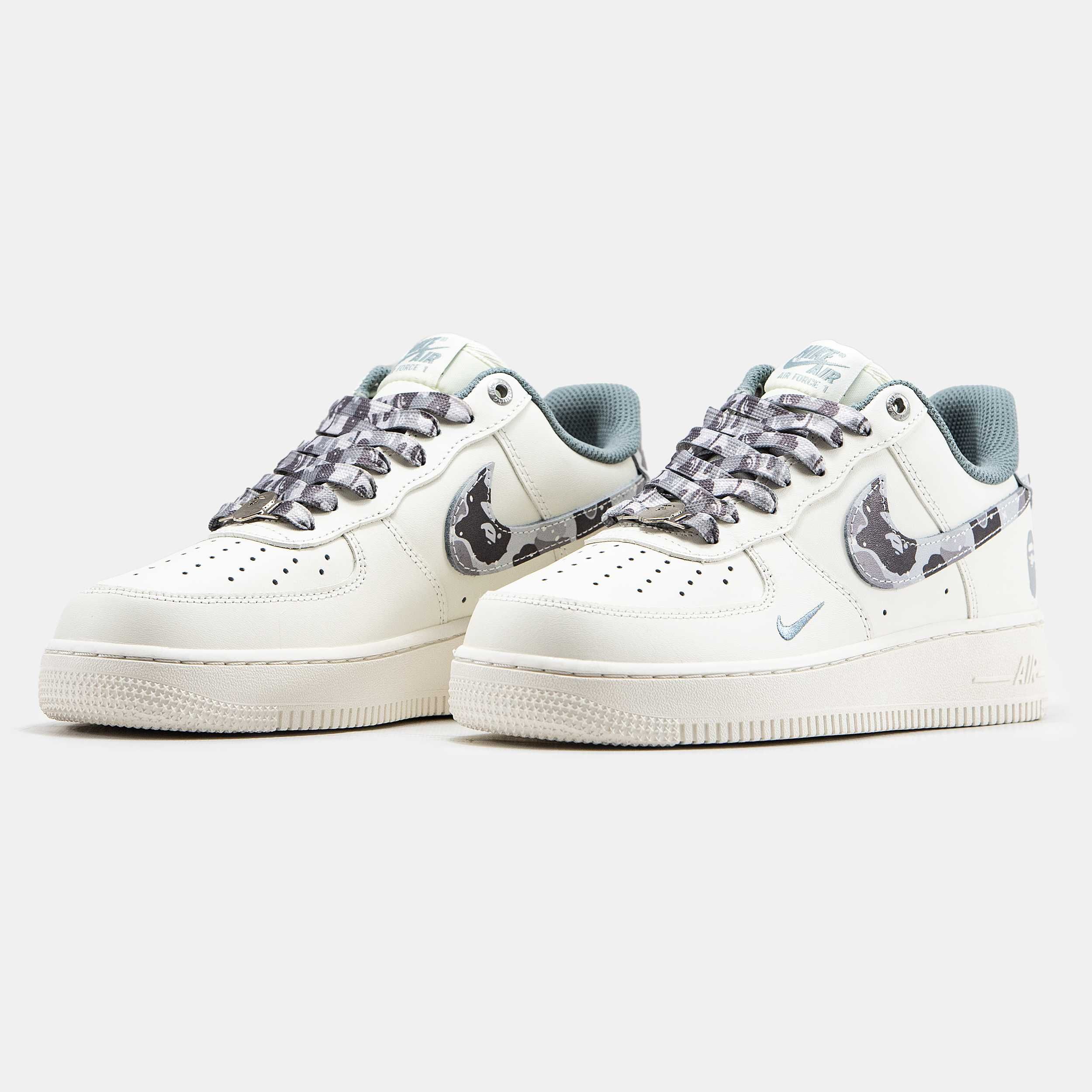 Мужские кожаные кроссовки Nike Air Force 1 x BAPE найк аир форс 1 бейп