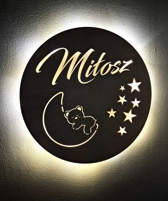 Lampka LED z imieniem na ścianę Grawer lampka nocna Lampka dla dziecka