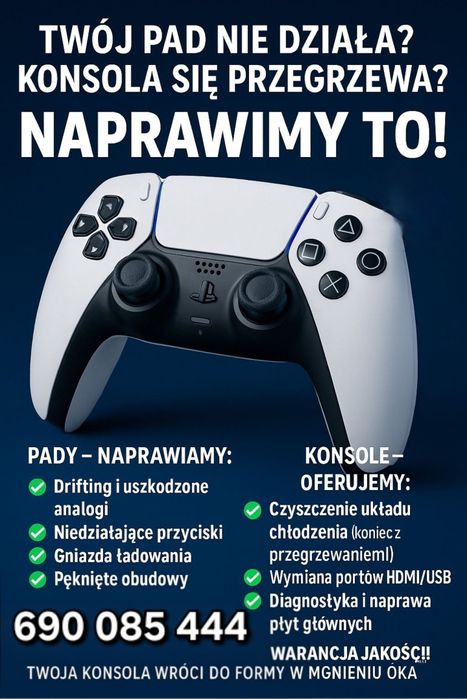 Naprawa i serwis konsol Ps4, ps5, x-box, gamę pady, pad ps
