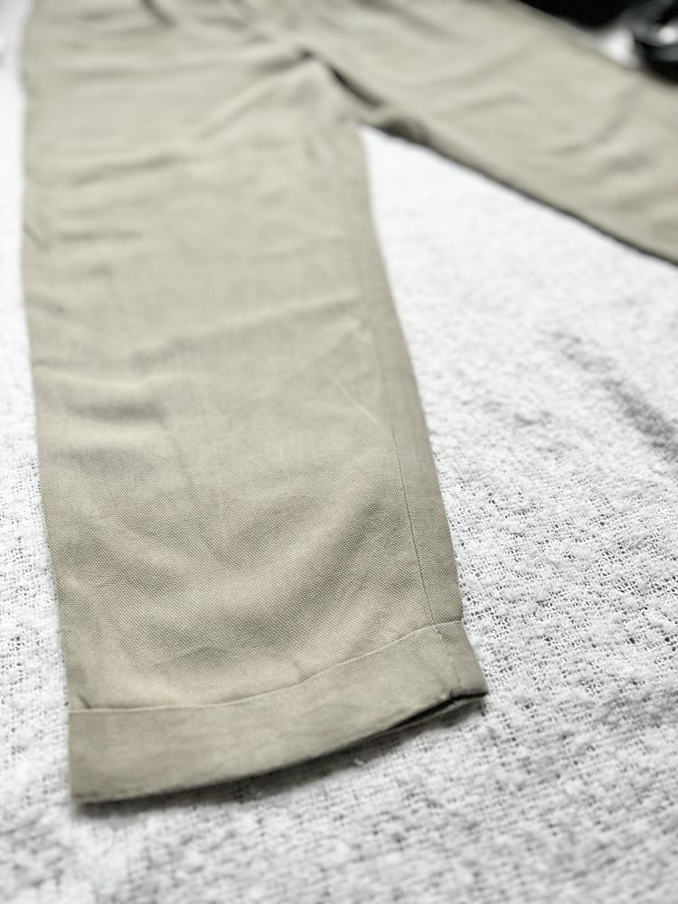 Spodnie cygaretki do kostek damskie z wysokim stanem zara khaki xs