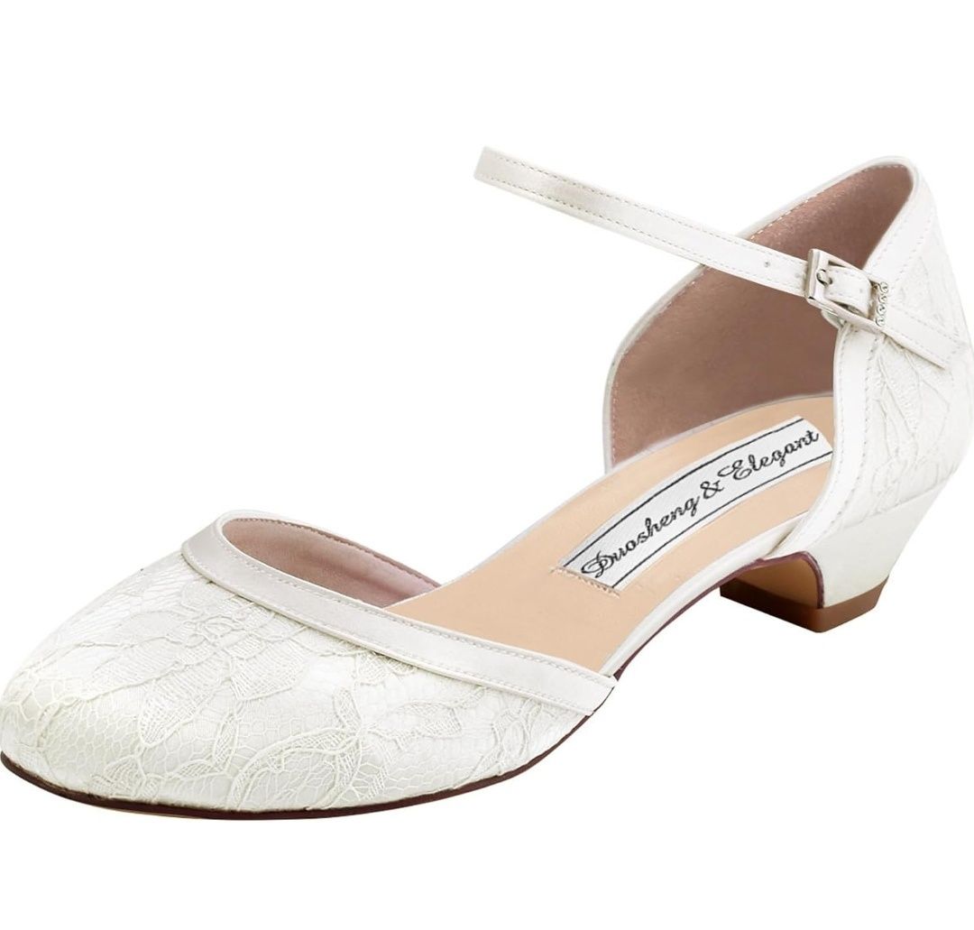 Rozm 40.Duosheng eleganckie buty ślubne w kolorze kości słoniowej HC16