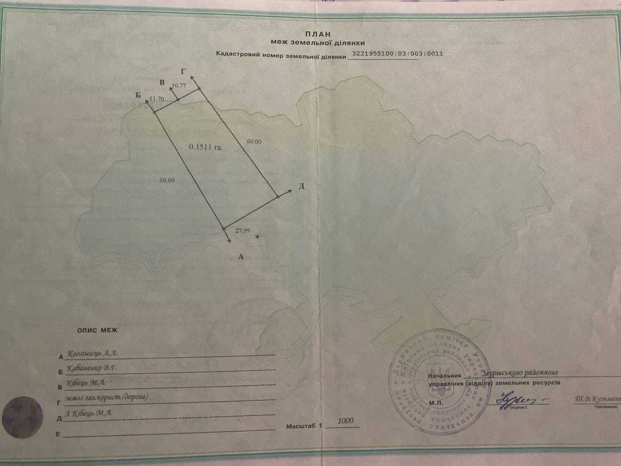 Продам три земельні ділянки, центр Згурівки.