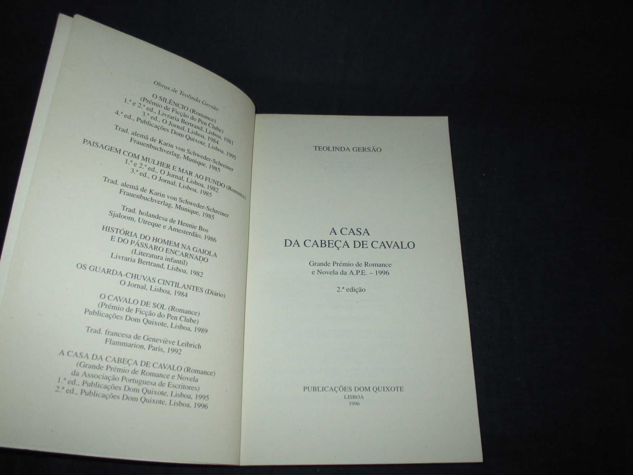 Livro A Casa da Cabeça de Cavalo Teolinda Gersão