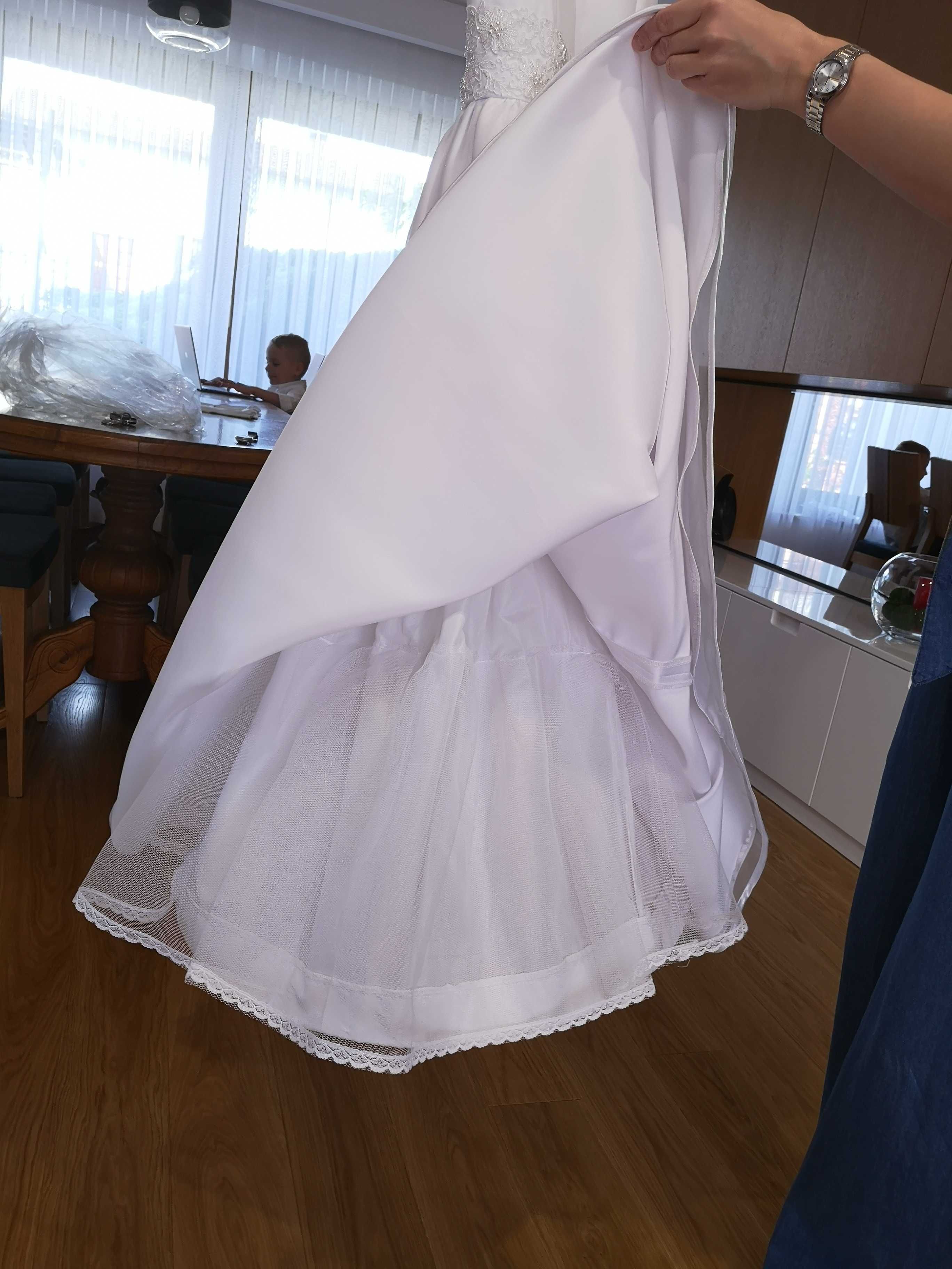 Sukienka komunijna + torebka + rękawiczki - długość 120 cm