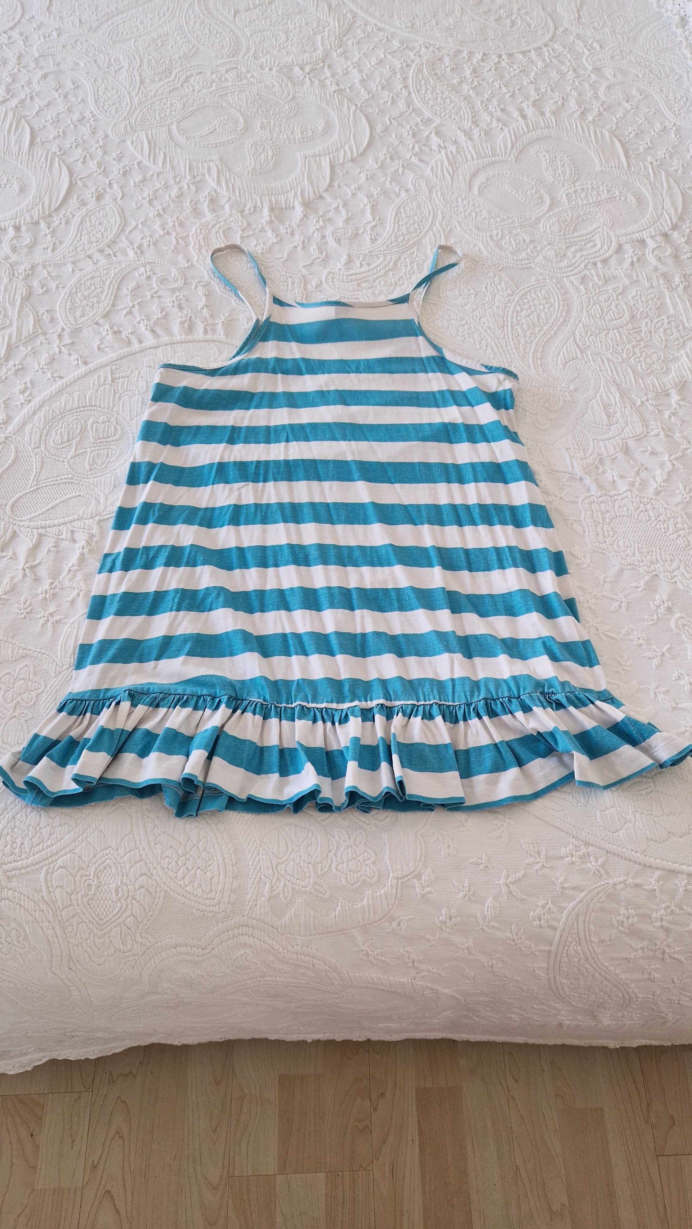 Vestido Riscas brancas e azuis, Zara Kids, tamanho 13-14 anos