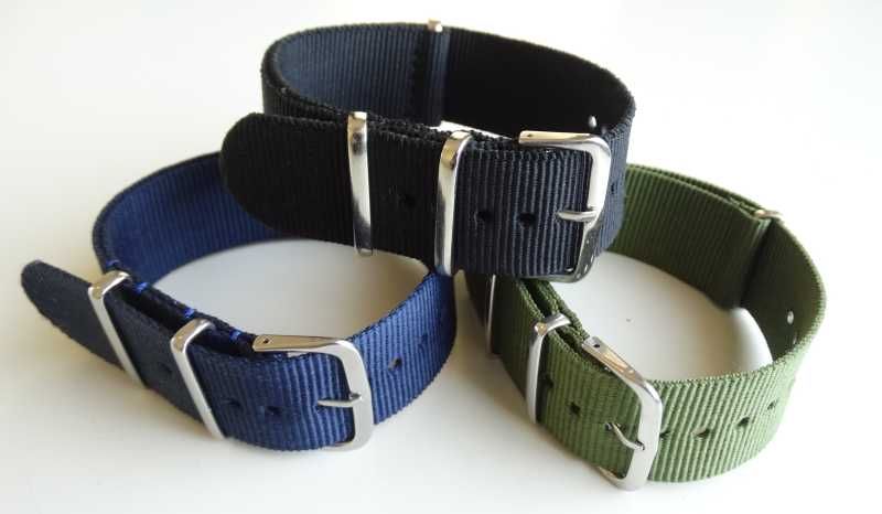 Pasek NATO do zegarka 18mm 20mm 22mm nylonowy parciany czarny zielony