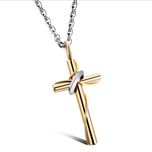 Krzyżyk z obręczą pozłacany 18k stal316L