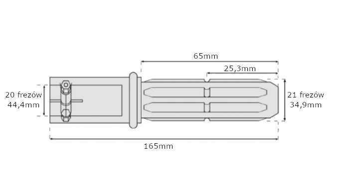 Adapter redukcja wałka WOM 20 frezów 44,4mm / 21 frezów 34,9mm