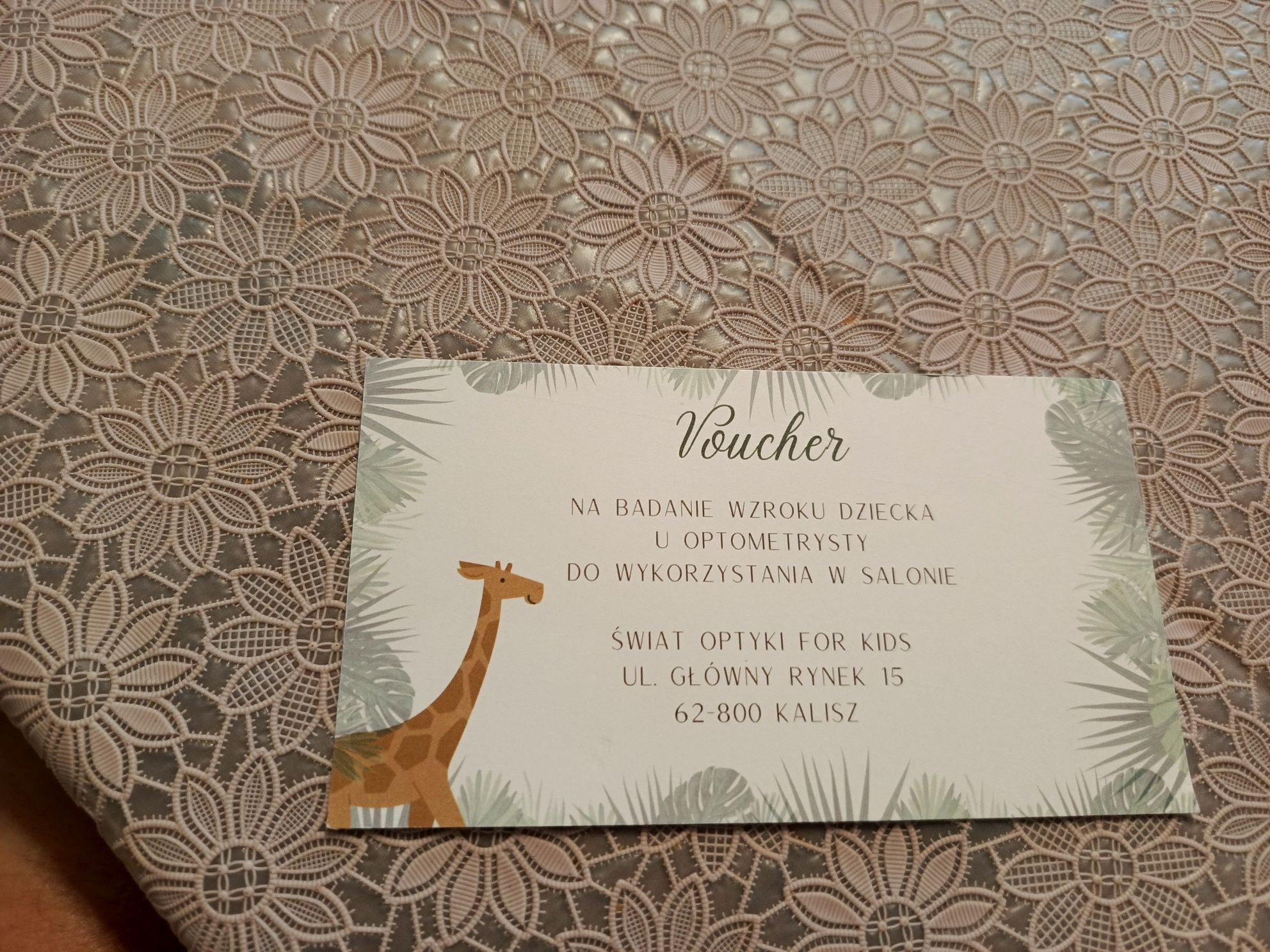 Voucher na badanie wzroku dziecka.