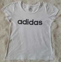 Biały, oryginalny t-shirt dziewczęcy Adidas, rozmiar 146, 10-11 lat