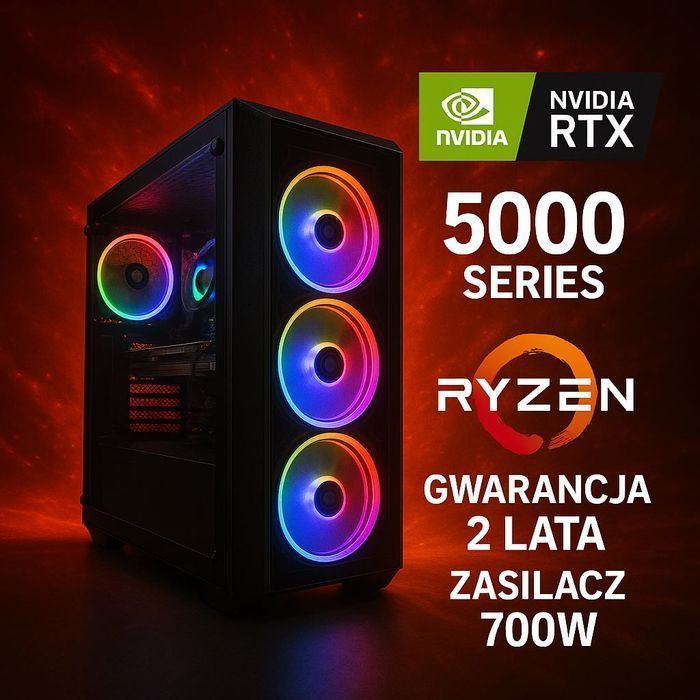 Komputer Gamingowy RTX 5070 Ryzen 5 7500F, 16GB DDR5 Faktura 23%, GWAR