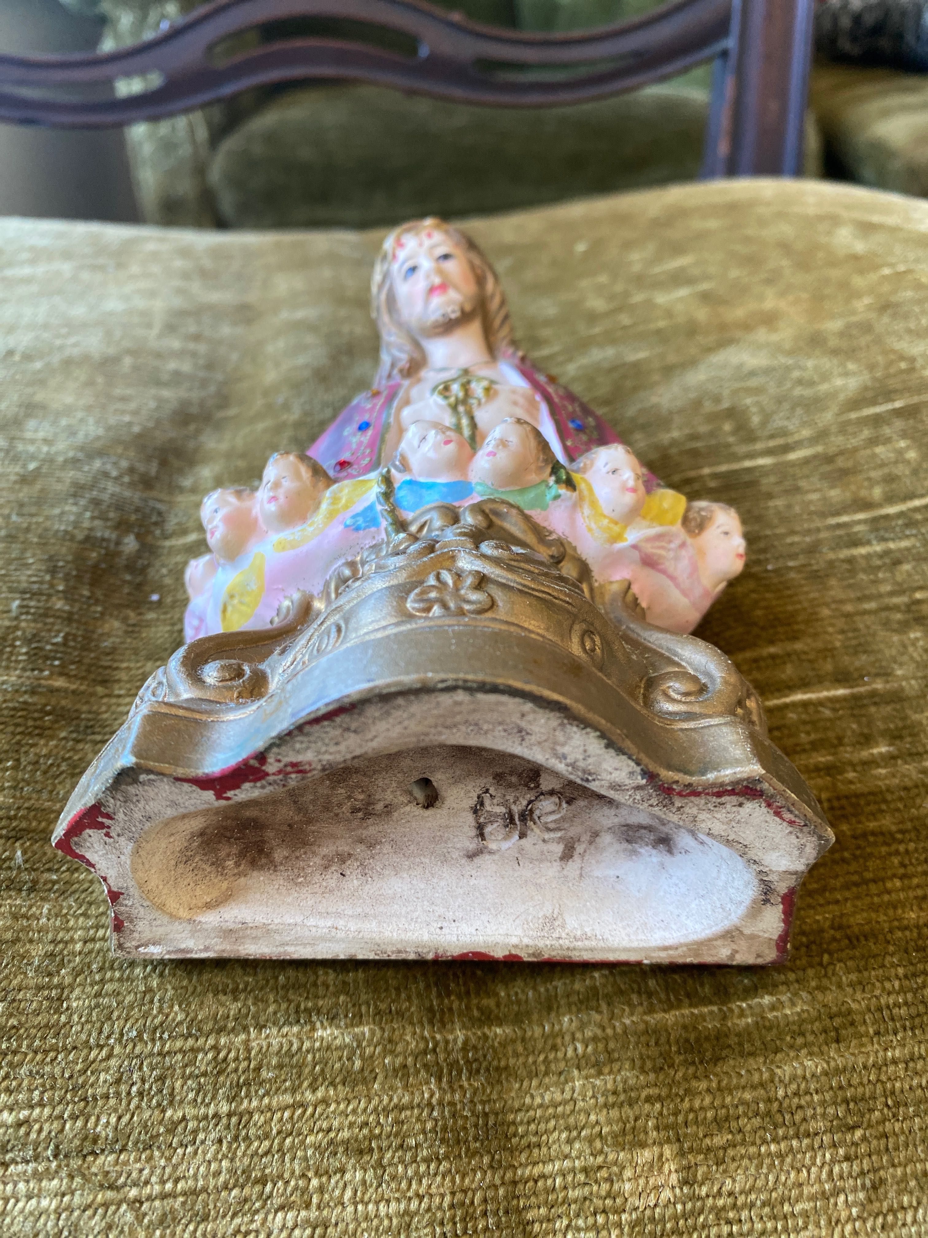 Senhor Santo Cristo Dos Milagres 15 cm Antigo olhos vidro Assinado