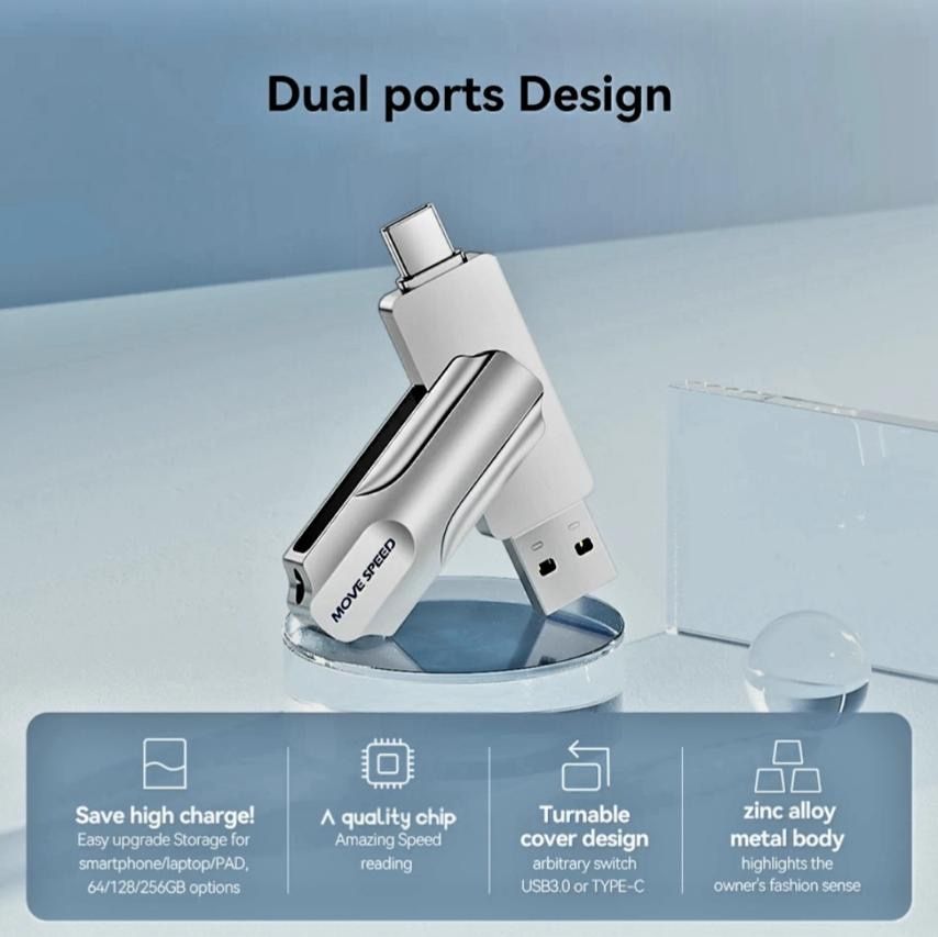 Флешка 2 в 1 Movespeed OTG Type-C/USB