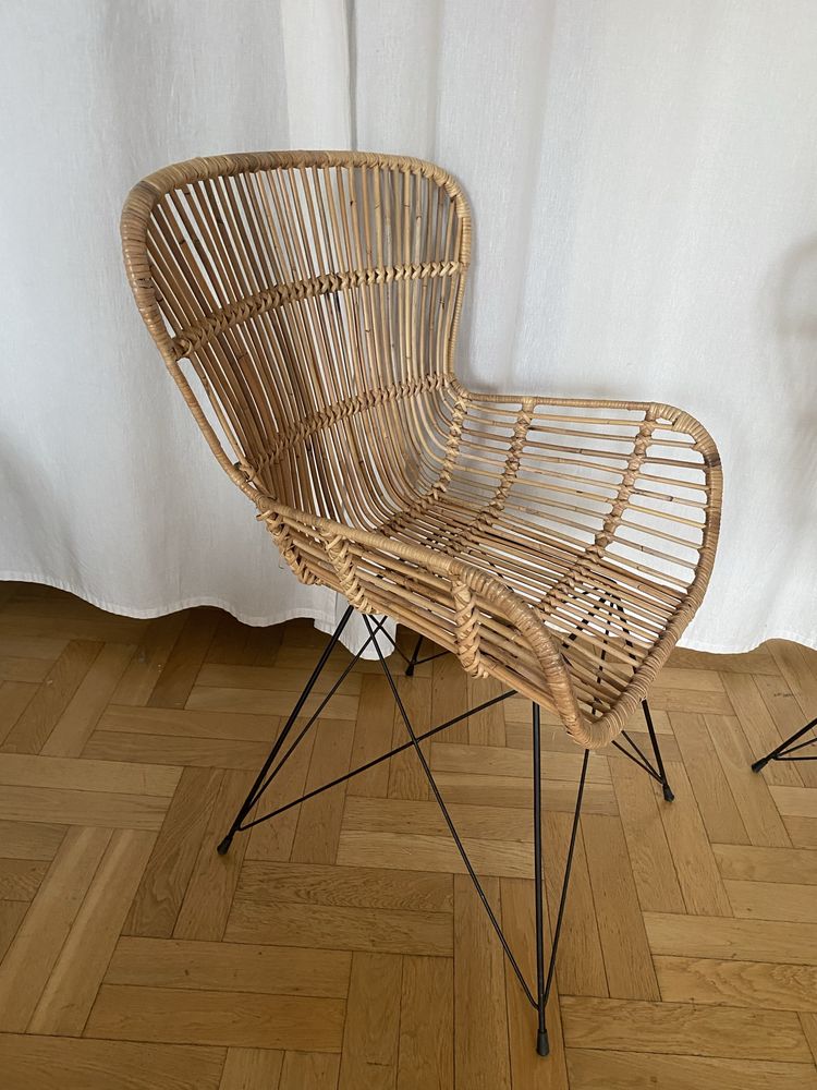 Dwa rattanowe designerskie fotele boho