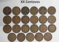 Coleção completa XX Centavos 1942 a 1969 (23 moedas)