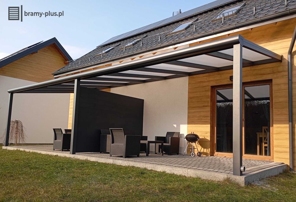 Zadaszenie tarasu 4x4 aluminiowe z montażem poliwęglan mleczny pergola