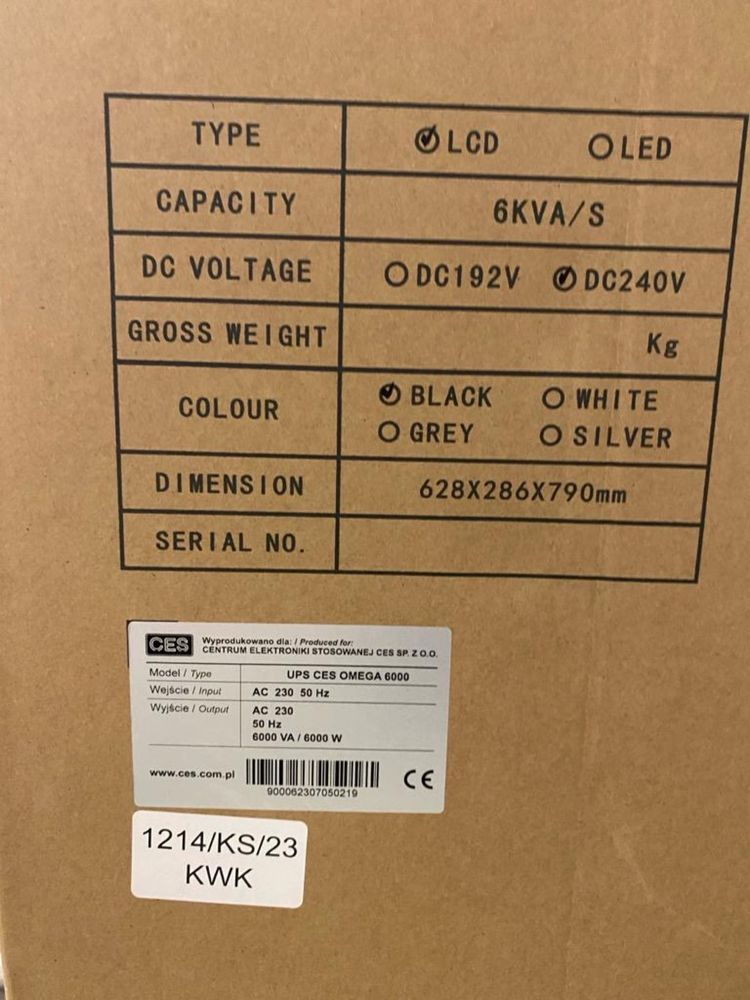 Ups zasilacz bateria omega 6000