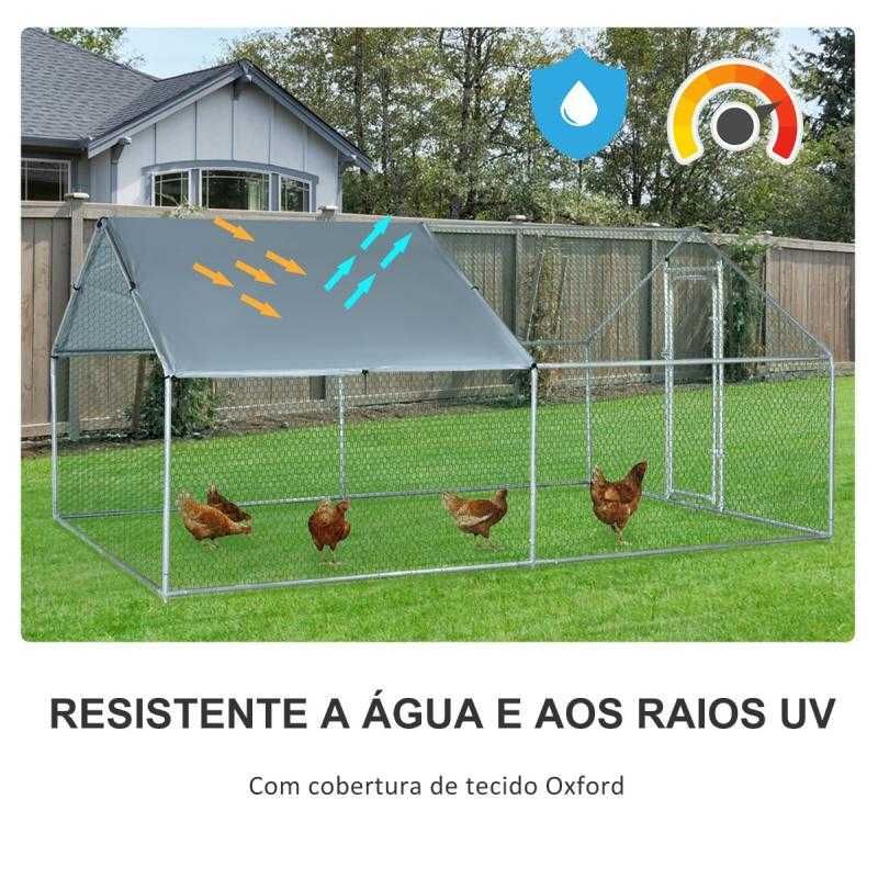 Galinheiro de Exterior de Metal Galvanizado 3x4x1,95 m