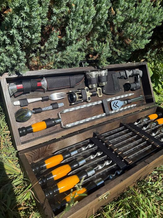 Подарочный набор шампуров в кейсе мужу мужчине куму на день рождения