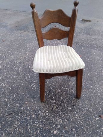 Komplet 4 krzeseł krzesła drewniane dębowe solidne tapicerka FV DOWÓZ