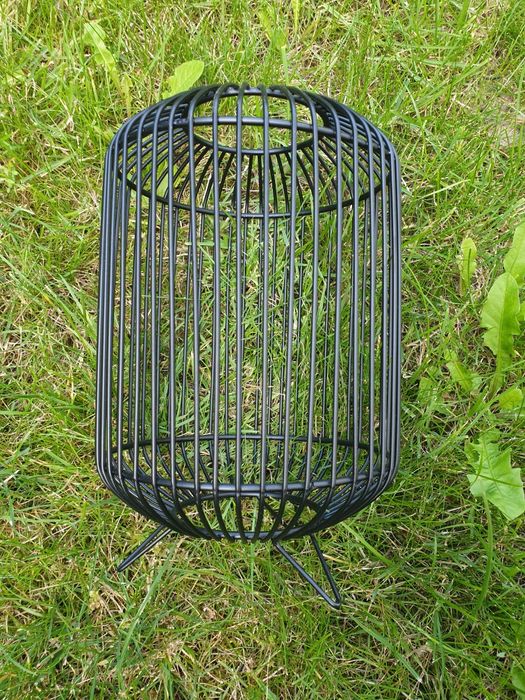 Lampion abażur melalowy czarny, klatka metalowe pręty