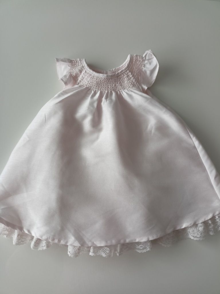 Nowa elegancka sukienka niemowlęca, r. 68, pudrowy róż
