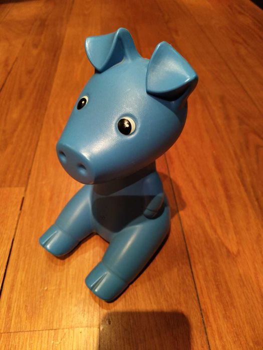 Mealheiro porco azul de plástico