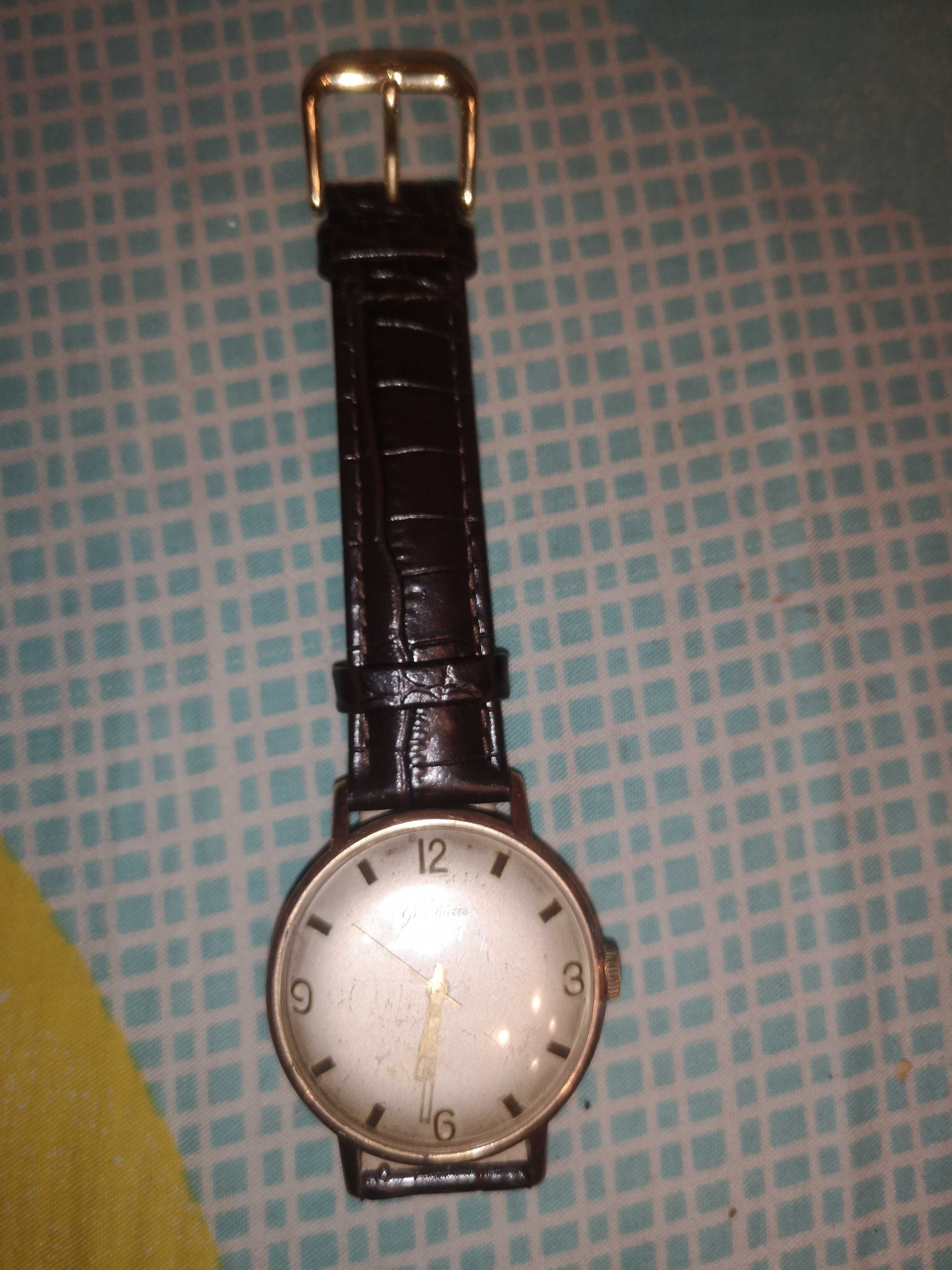 stary męski zegarek pozłacany glashutte - prl