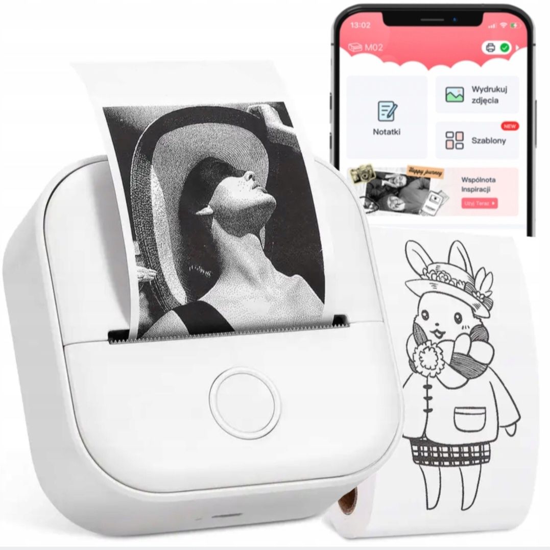 Phomemo T02 mini drukarka termiczna naklejek notatek etykiety
