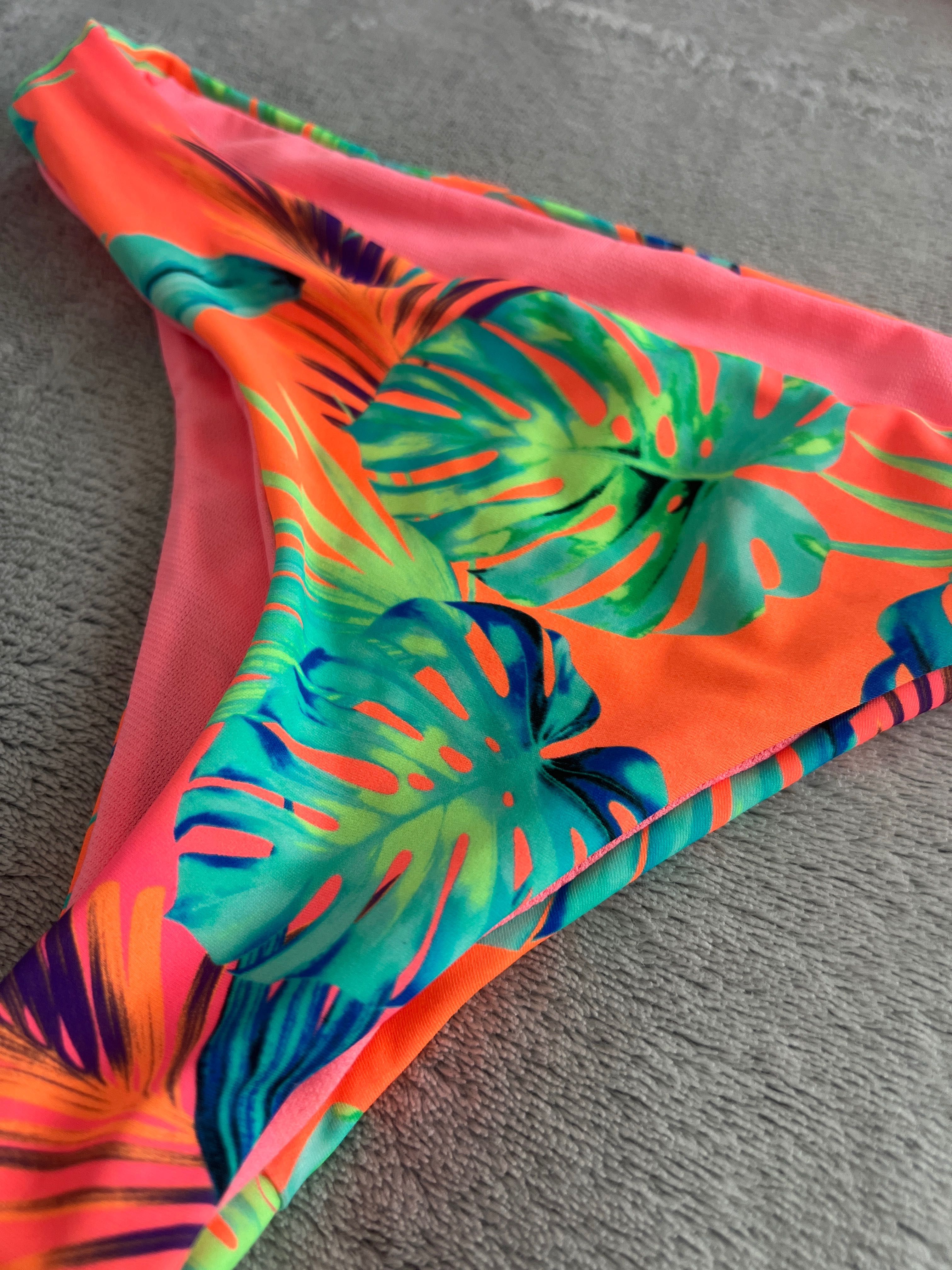 Strój kąpielowy dwuczęściowy bikini - neonowy / monstera