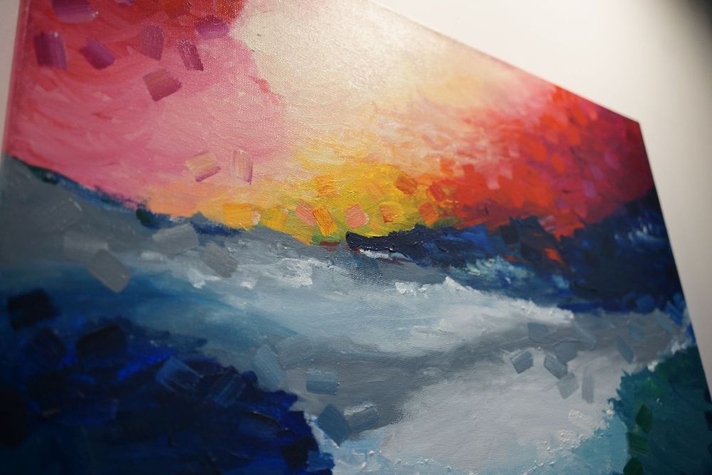 Obraz akrylowy "Spienione morze" 50x70 malowany ręcznie na płótnie