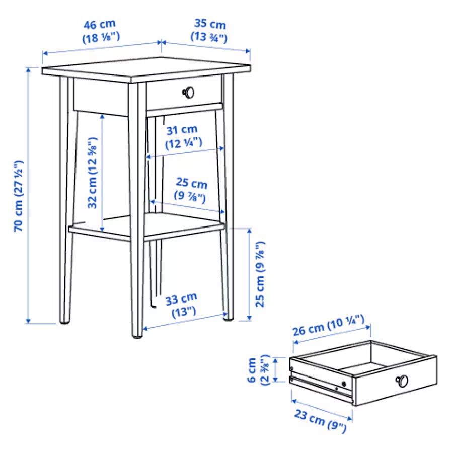 Szafka nocna Ikea Hemnes  biała