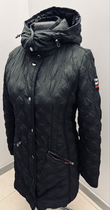 Desigual Pikowany płaszcz/kurtka ocieplana, kaptur damska L extra stan