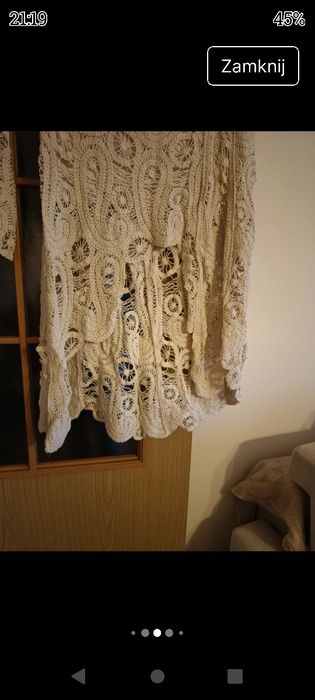 Komplet garnitur damski beż ażur L XL