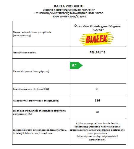 Kocioł PELLPAL Slim Piec z podajnikiem na pellet do 100m2 8kW A+