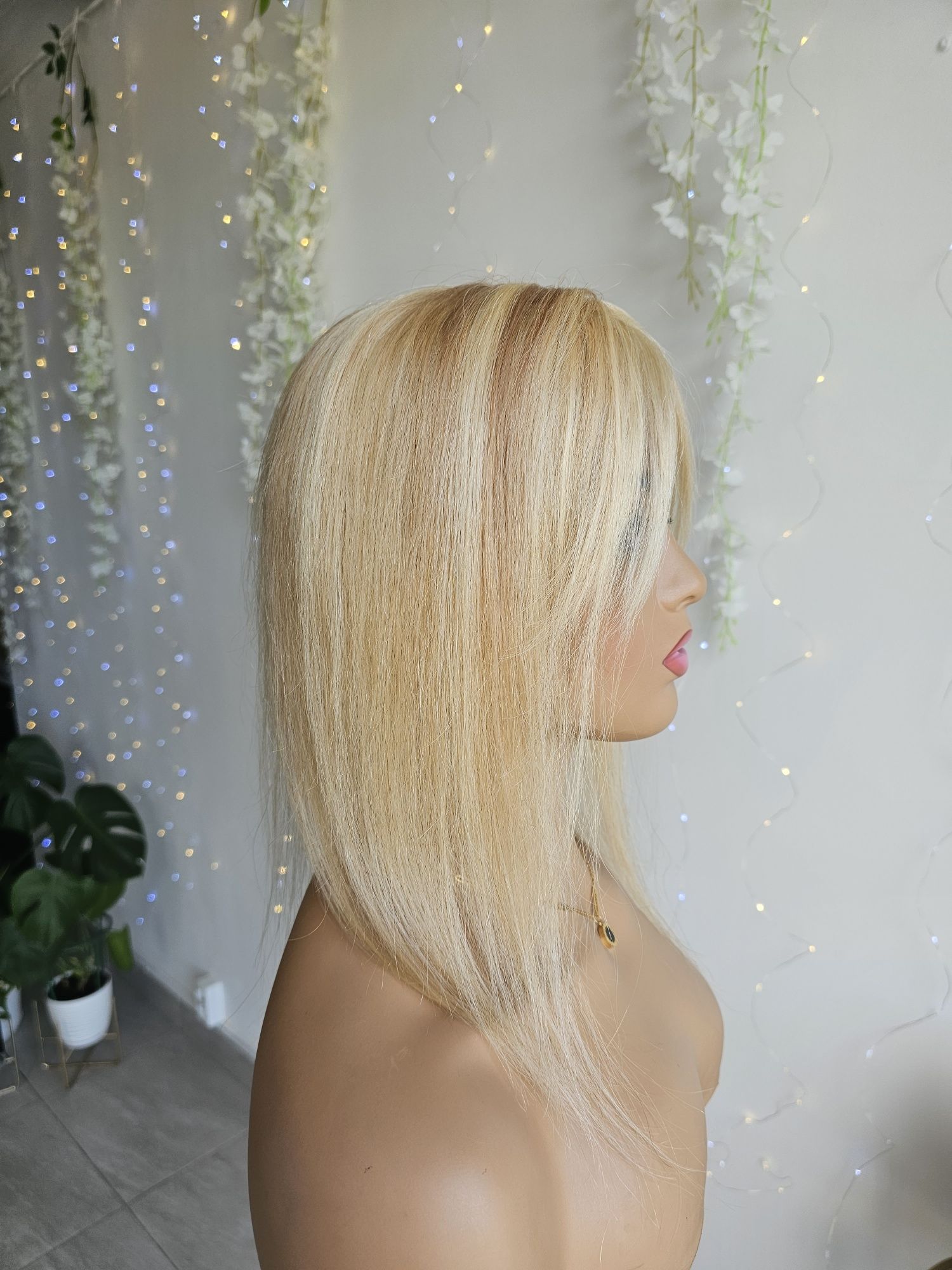 Topper z włosów naturalnych blond z refleksami Magda 40 cm