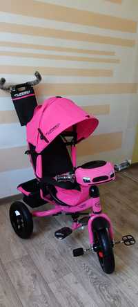 Новый детский велосипедс родительской ручкой turbo Trike pink new 2024