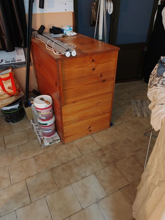 Balcão madeira com prateleira